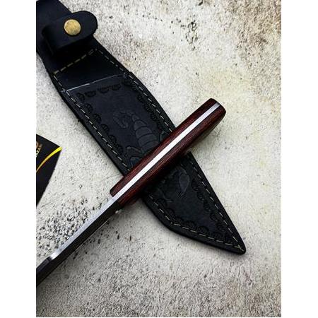 EL YAPIMI ÖZEL ÜRETİM VE ÖZEL SERİ COCOBOLO AĞAÇ DAMASCUS ÇELİK TANTO AVCI KAMP BIÇAĞI KOD:CKR613-07