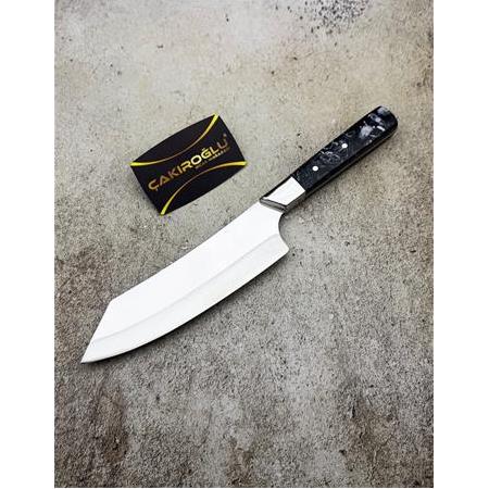 EL YAPIMI SINIRLI ÖZEL ÜRETİM EPOKSİ KABZELİ PROFESYONEL SANTOKU ŞEF AŞÇI BIÇAĞI KOD:CKR607-02