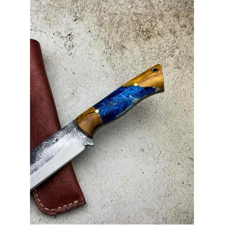 EL YAPIMI ÖZEL ÜRETİM DÖVME ÇELİK EPOKSİ HİBRİT KABZELİ BUSHCRAFT AVCI AV KAMP BIÇAĞI KOD:CKR544-04